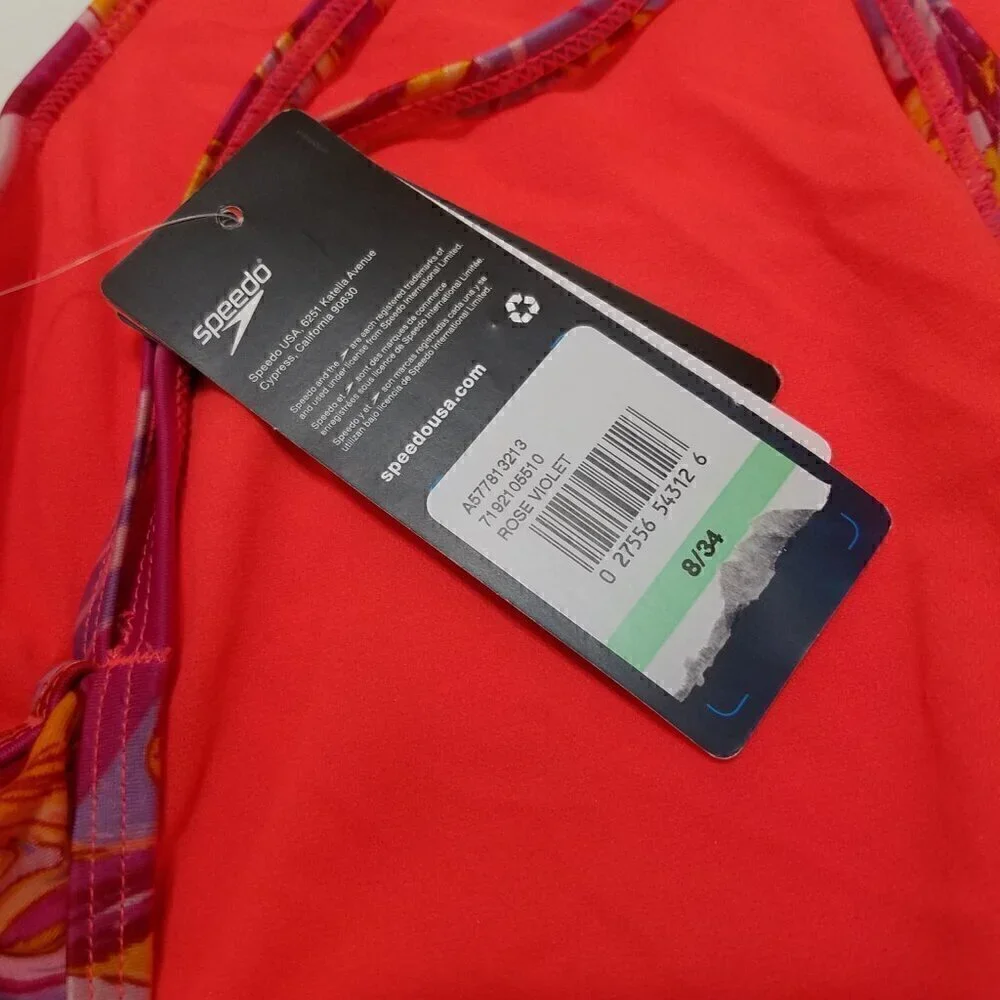 NWT‎ Speedo Rose Violet One Piece Swimsuit Size 8